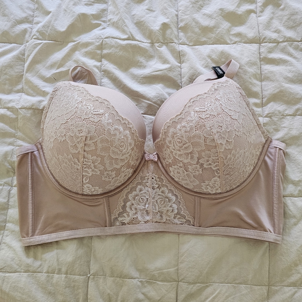 Bra Torrid Curve 44DD Push Up Plunge Pink Lace